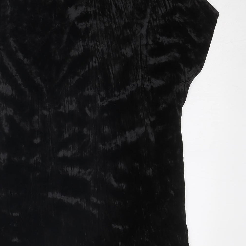 Wi & Co Womens Black Polyester Basic Blouse Size S High Neck