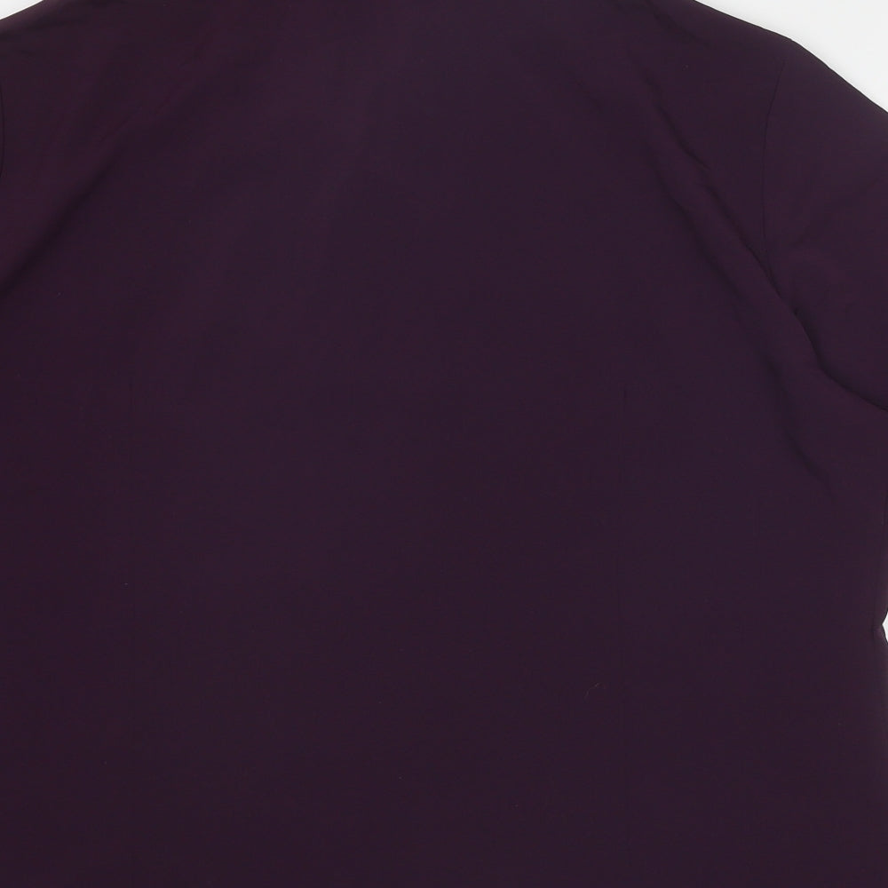 Simon Jersey Womens Purple Polyester Basic Button-Up Size 20 Collared