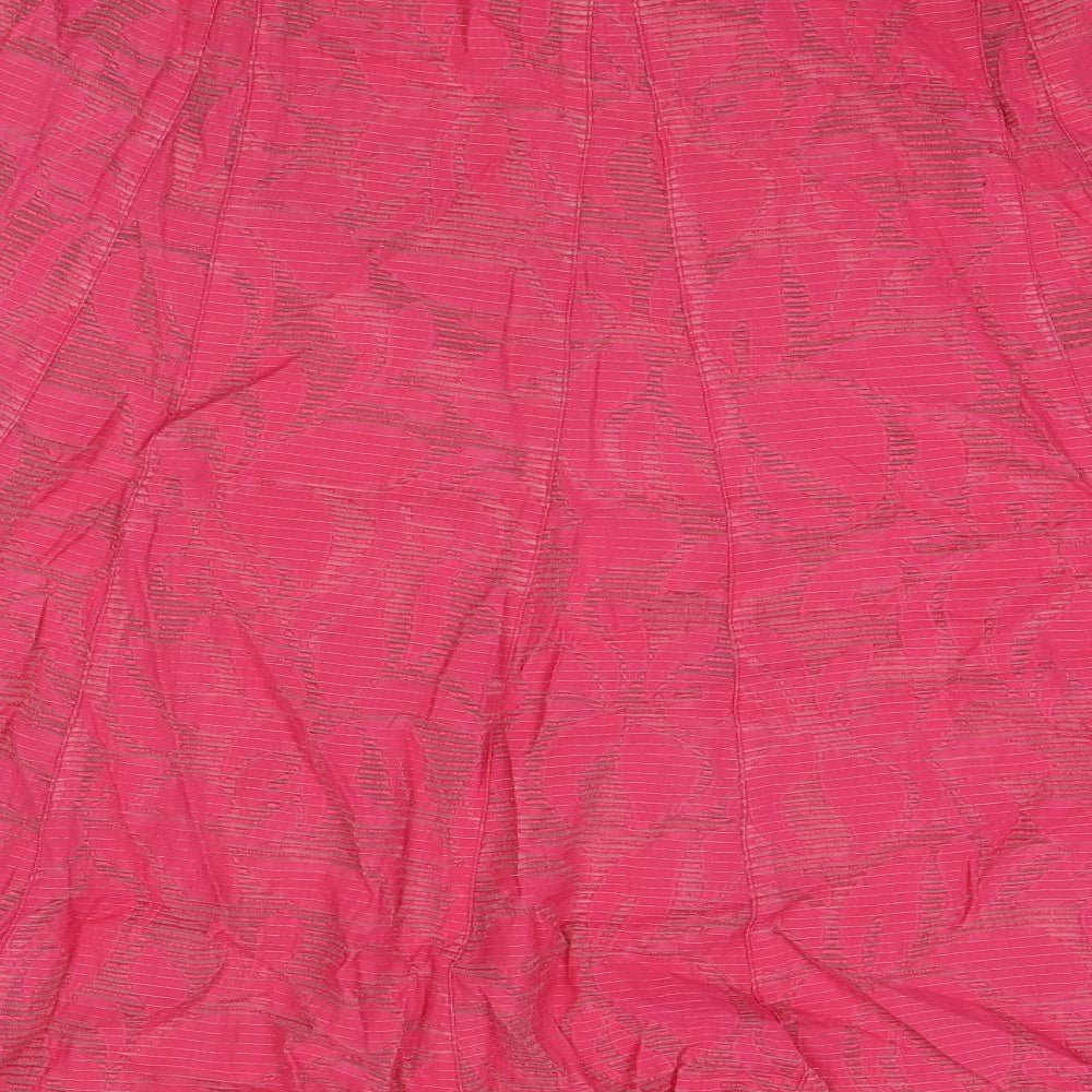 Classics Womens Pink Geometric Viscose Swing Skirt Size 16 Zip