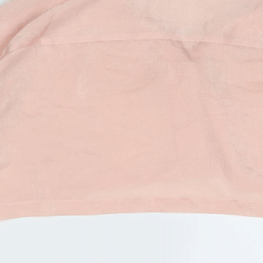 Topshop Womens Pink Polyester Cropped Button-Up Size 10 Collared