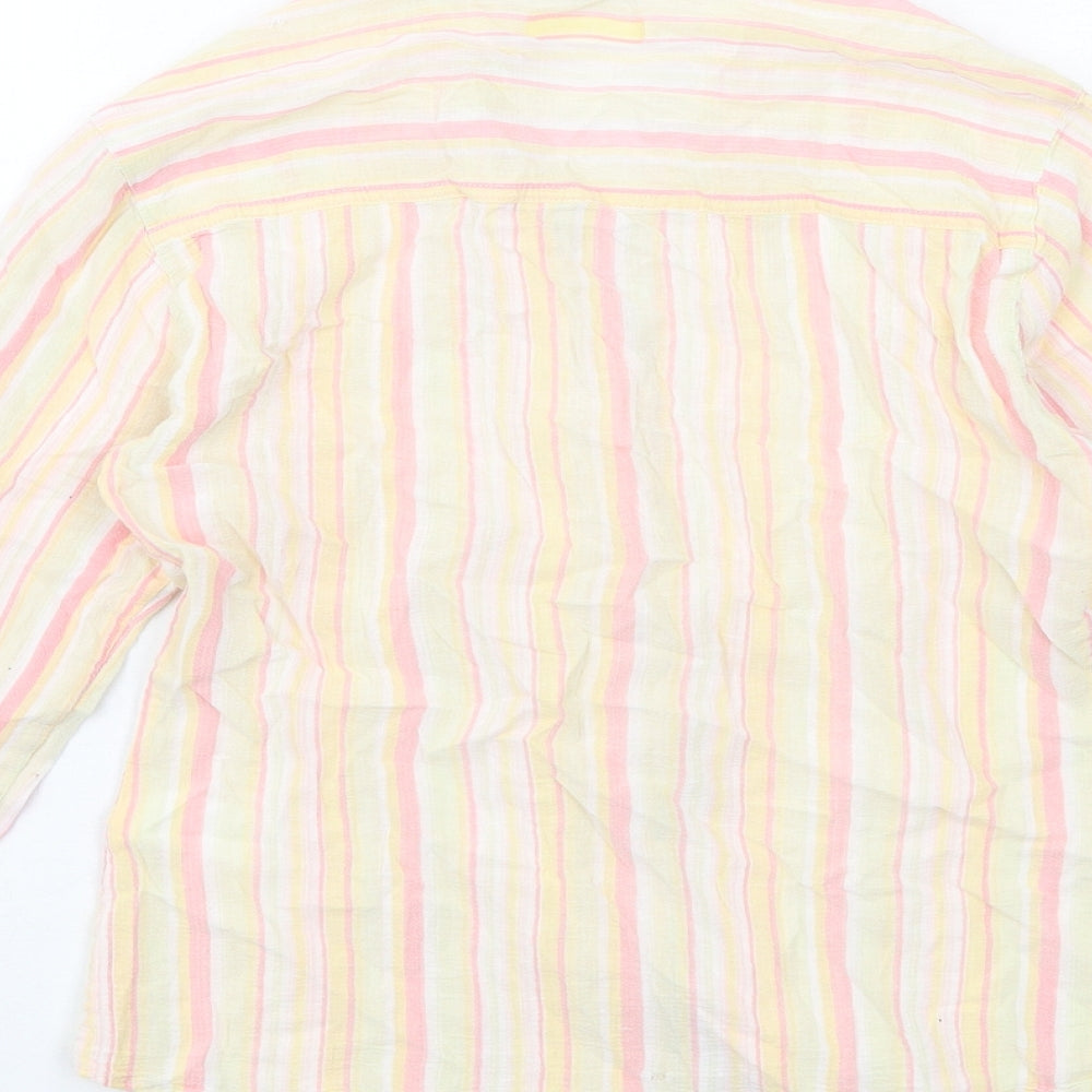 Editions Womens Multicoloured Striped Cotton Basic Button-Up Size 12 Collared