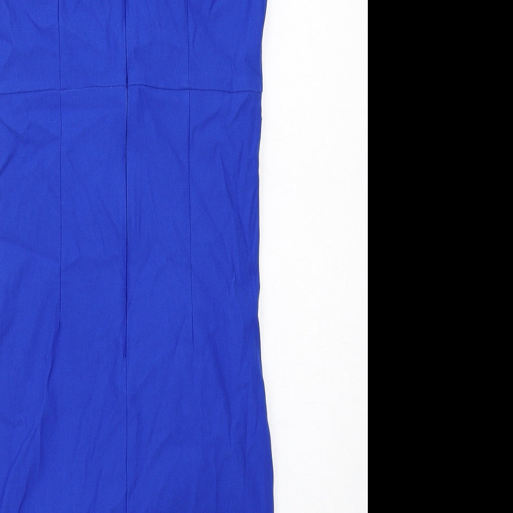 Izabel London Womens Blue Viscose Sheath Size 10 V-Neck Zip