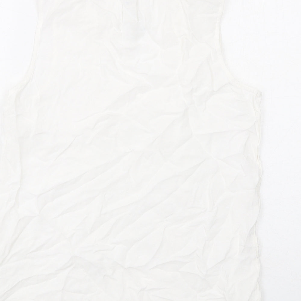River Island Womens White Viscose Basic Blouse Size XS V-Neck - Broderie Anglaise