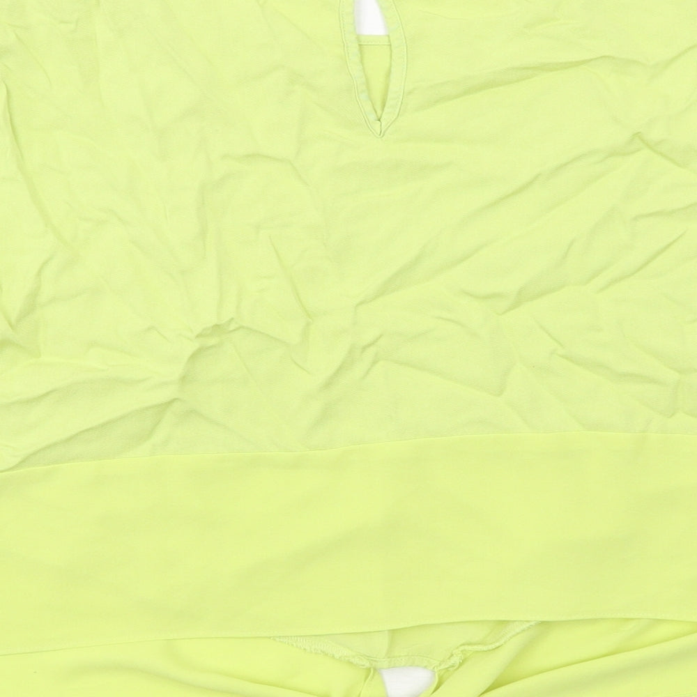 Oasis Womens Yellow Viscose Basic Blouse Size 16 Boat Neck - Tie Front