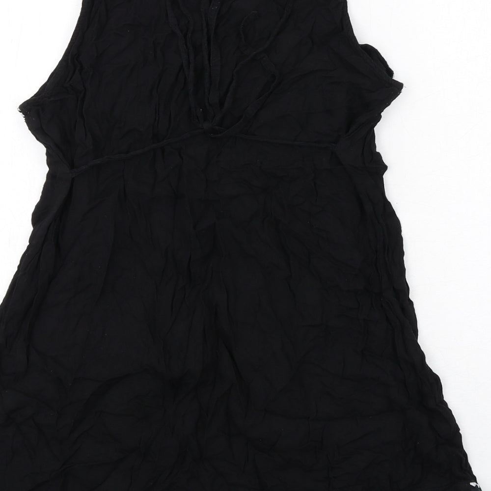 Dorothy Perkins Womens Black Viscose Basic Tank Size 12 Round Neck