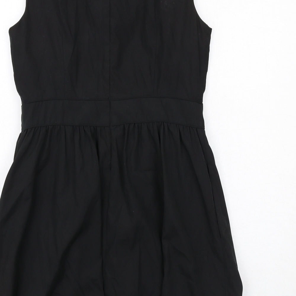 Coleen Womens Black Polyester A-Line Size 12 Round Neck Zip