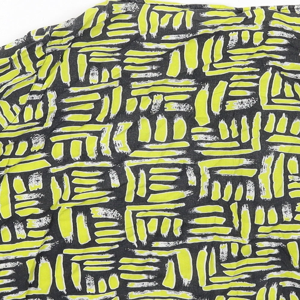 River Island Womens Yellow Geometric Viscose Basic Blouse Size 8 Round Neck
