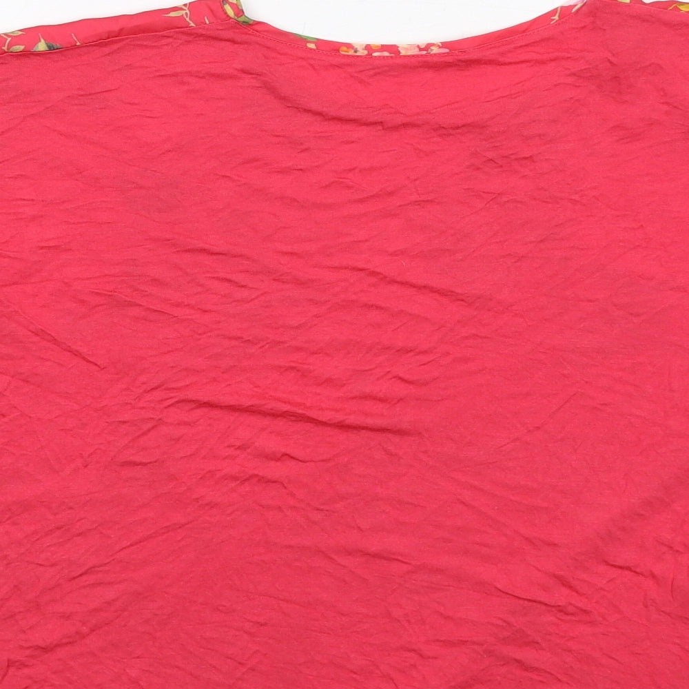 Mango Womens Red Floral Polyester Basic Blouse Size XS Round Neck