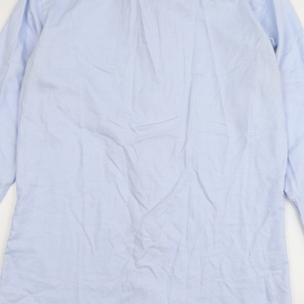 Michaelis Mens Blue Cotton Button-Up Size 15.5 Collared Button