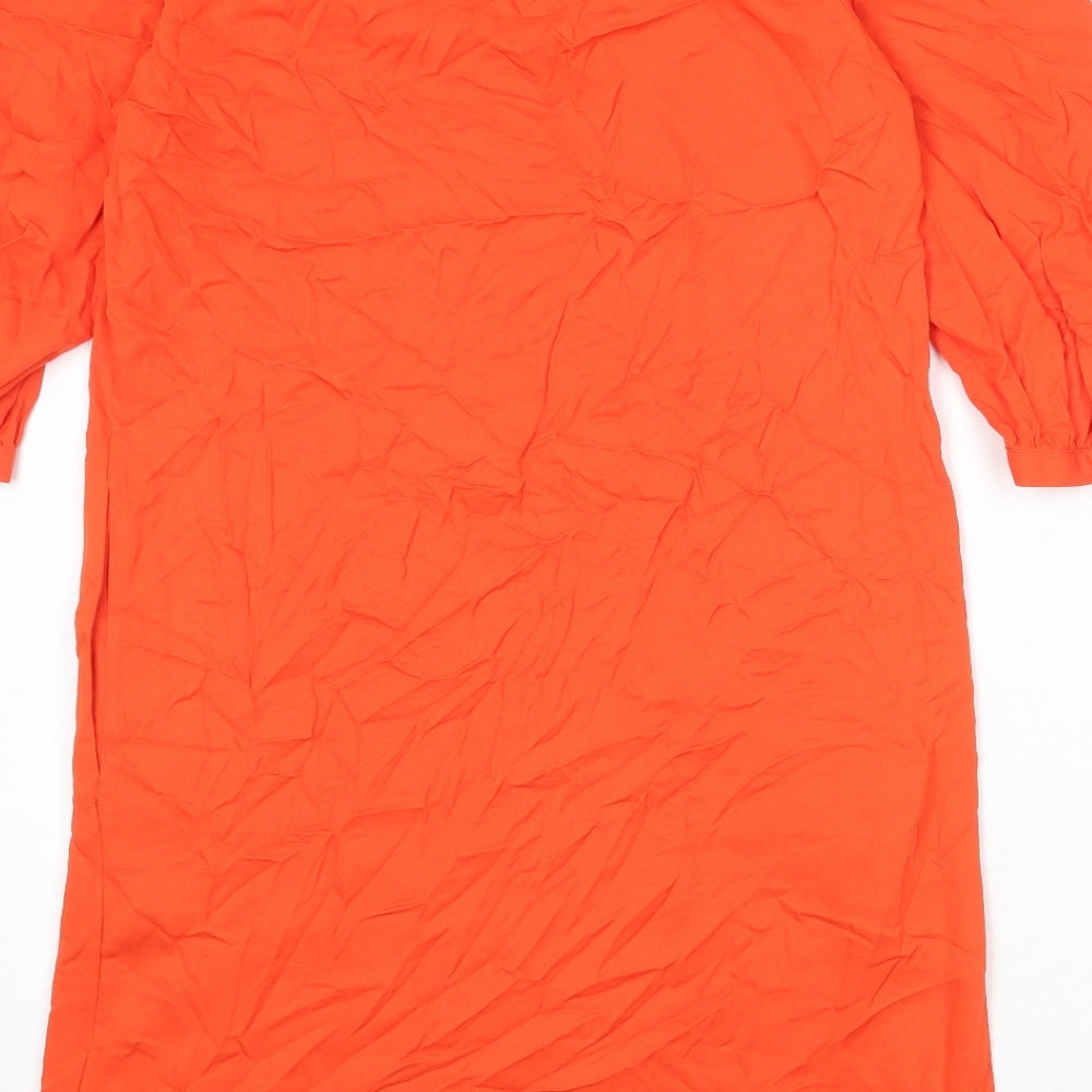 Marks & Spencer Womens Orange Viscose A-Line Size 6 V-Neck Pullover