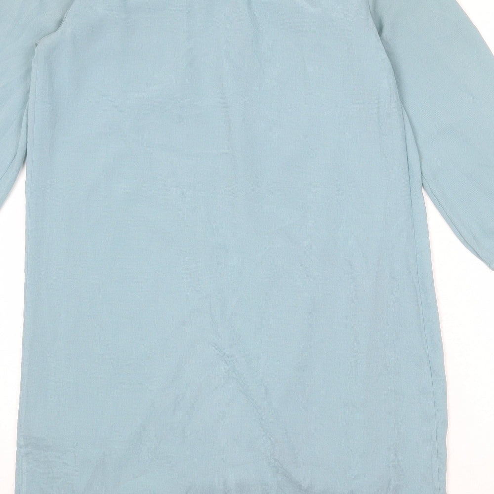 H&M Womens Blue Polyester A-Line Size 8 Round Neck Zip