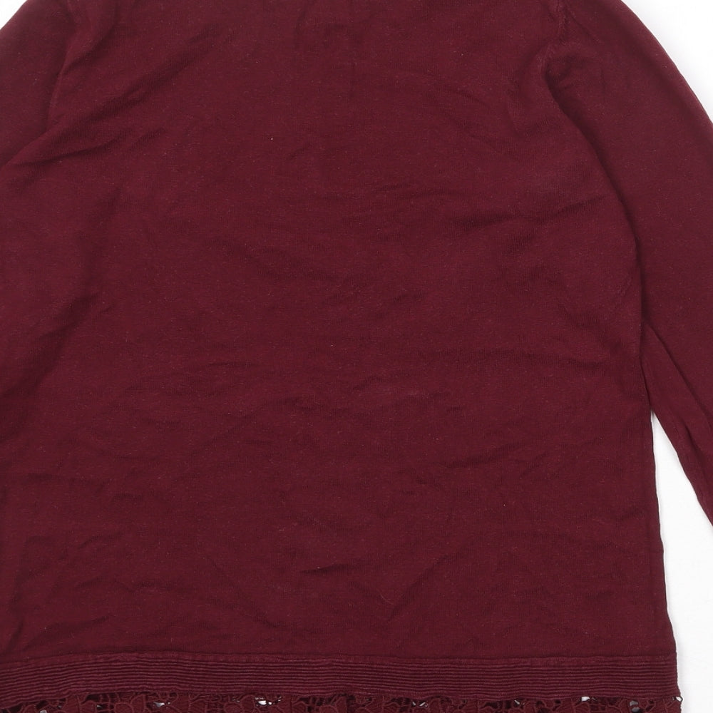 Dorothy Perkins Womens Red Round Neck Cotton Pullover Jumper Size 10