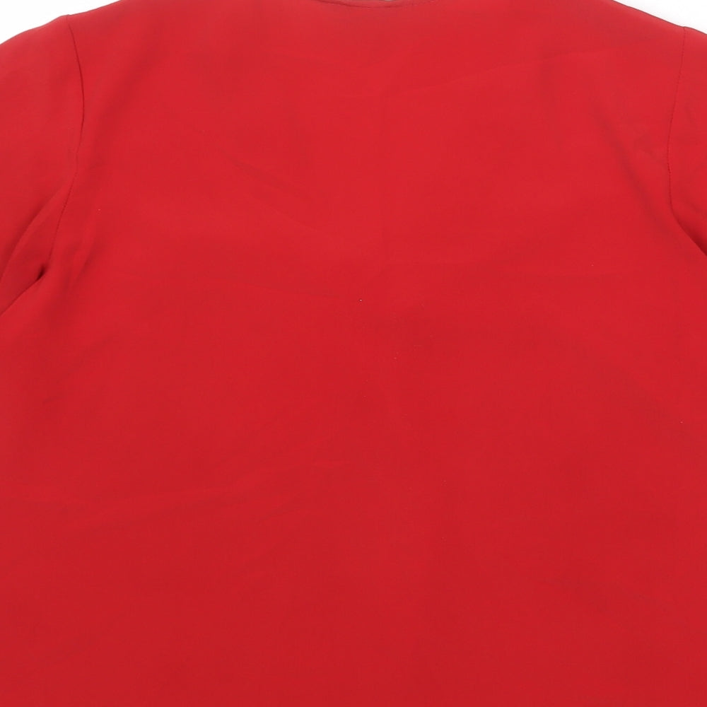 Dorothy Perkins Womens Red Polyester Basic Blouse Size 8 V-Neck
