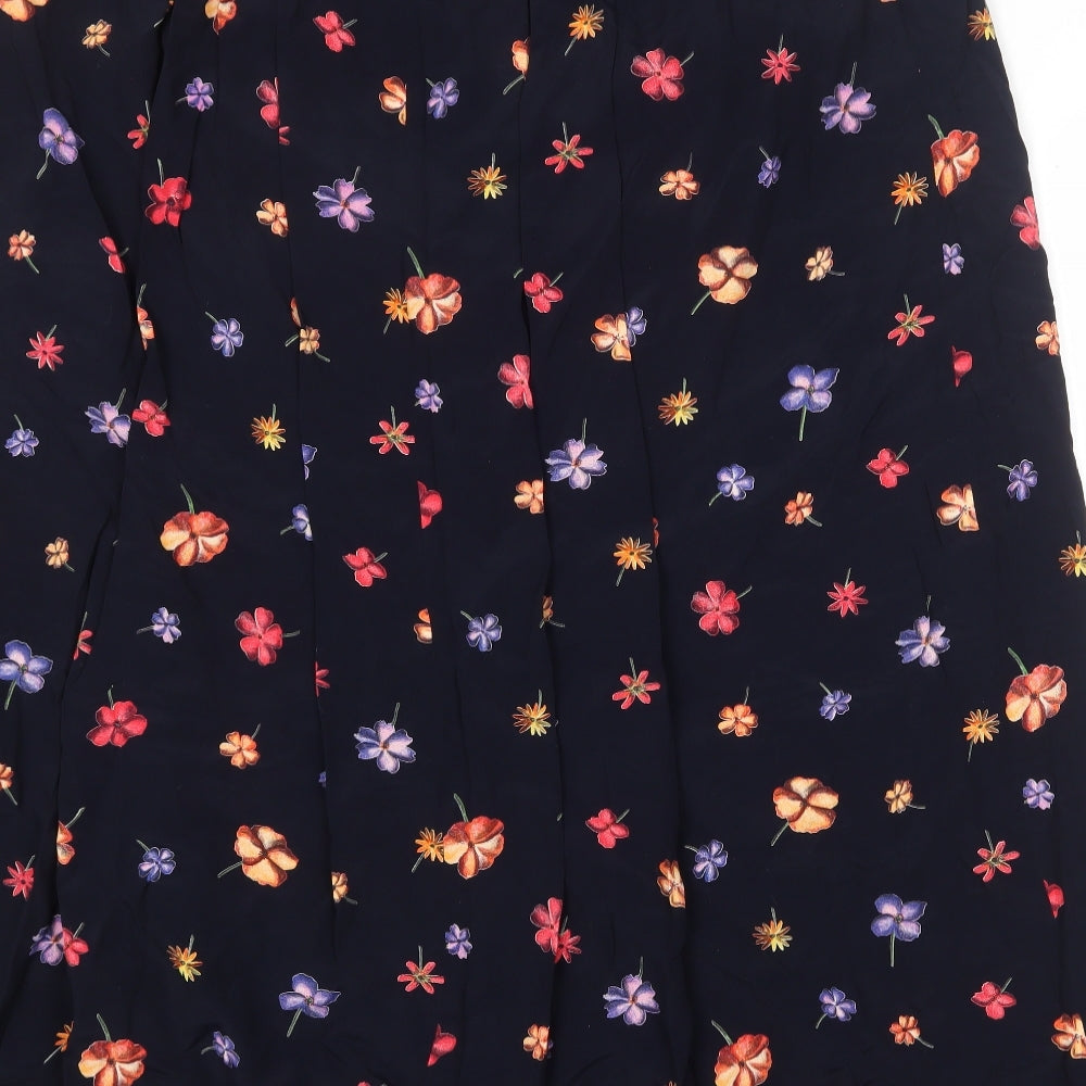 ELVI Womens Black Floral Polyester Peasant Skirt Size 37 in Zip