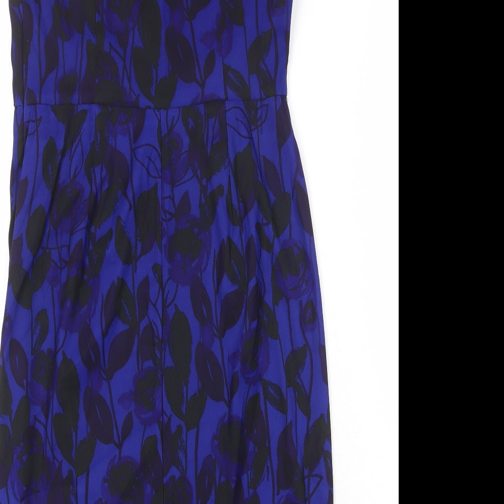 Phase Eight Womens Blue Geometric Polyester Shift Size 10 V-Neck Zip