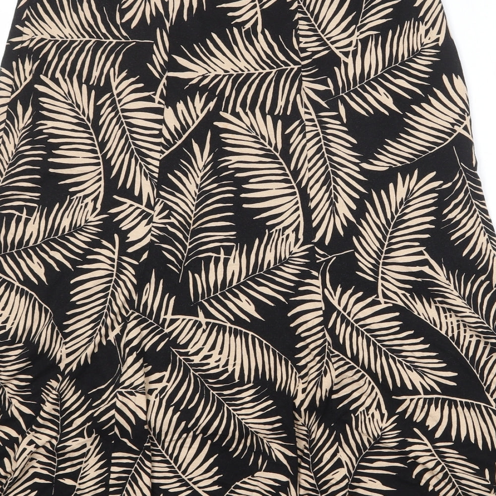 Country Casuals Womens Black Geometric Polyester Swing Skirt Size M - Leaf Pattern
