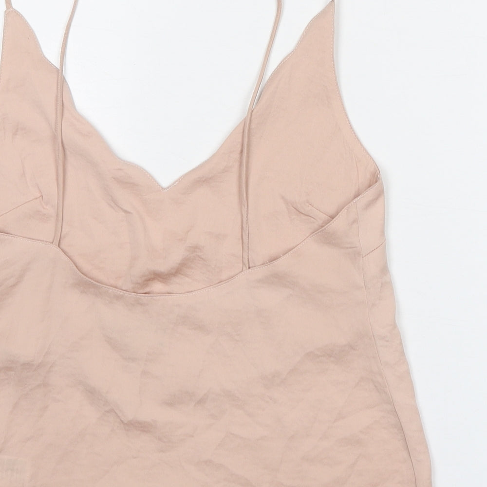 Topshop Womens Pink Polyester Basic Tank Size 6 V-Neck