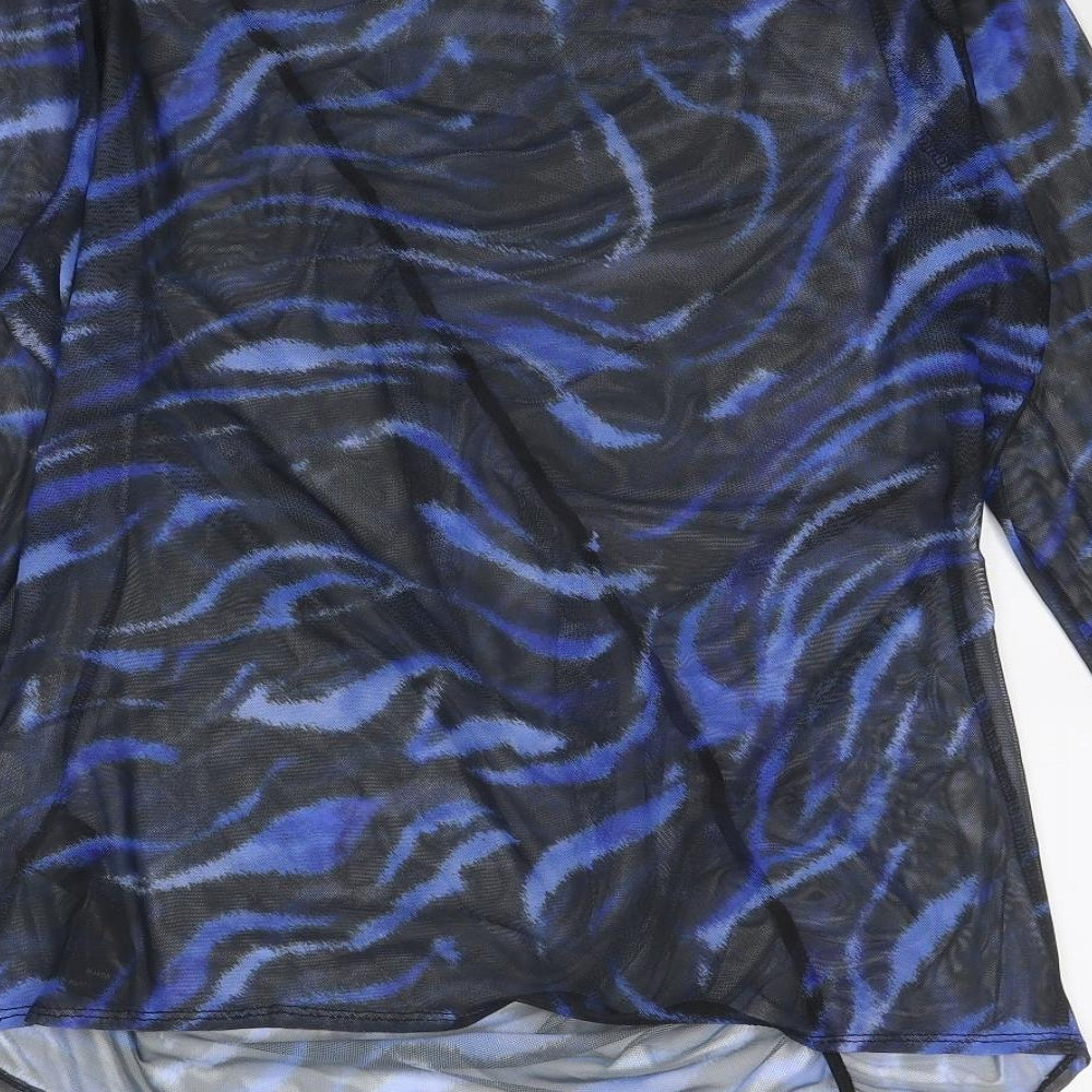Simply Be Womens Blue Geometric Polyester Basic Blouse Size 16 Round Neck