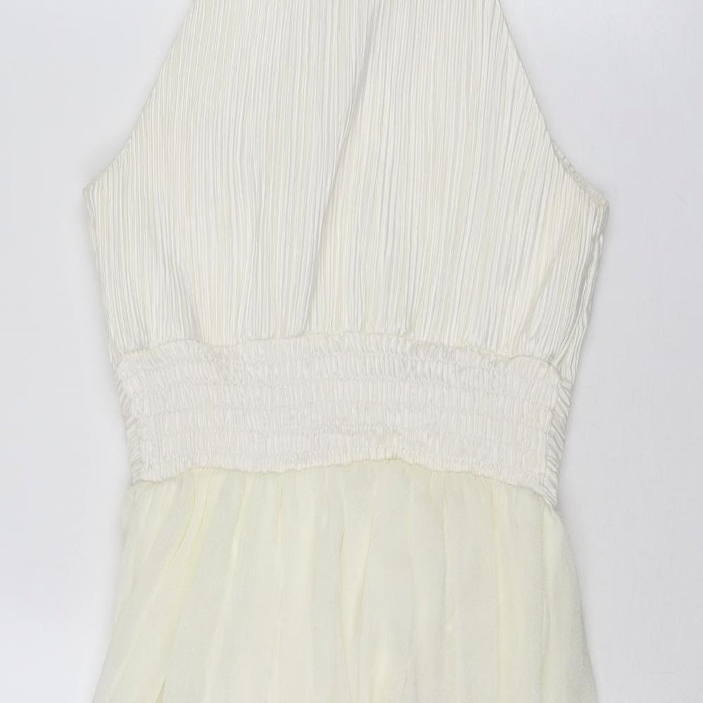 Toi Et Moi Womens Ivory Polyester Fit & Flare Size M Round Neck Button