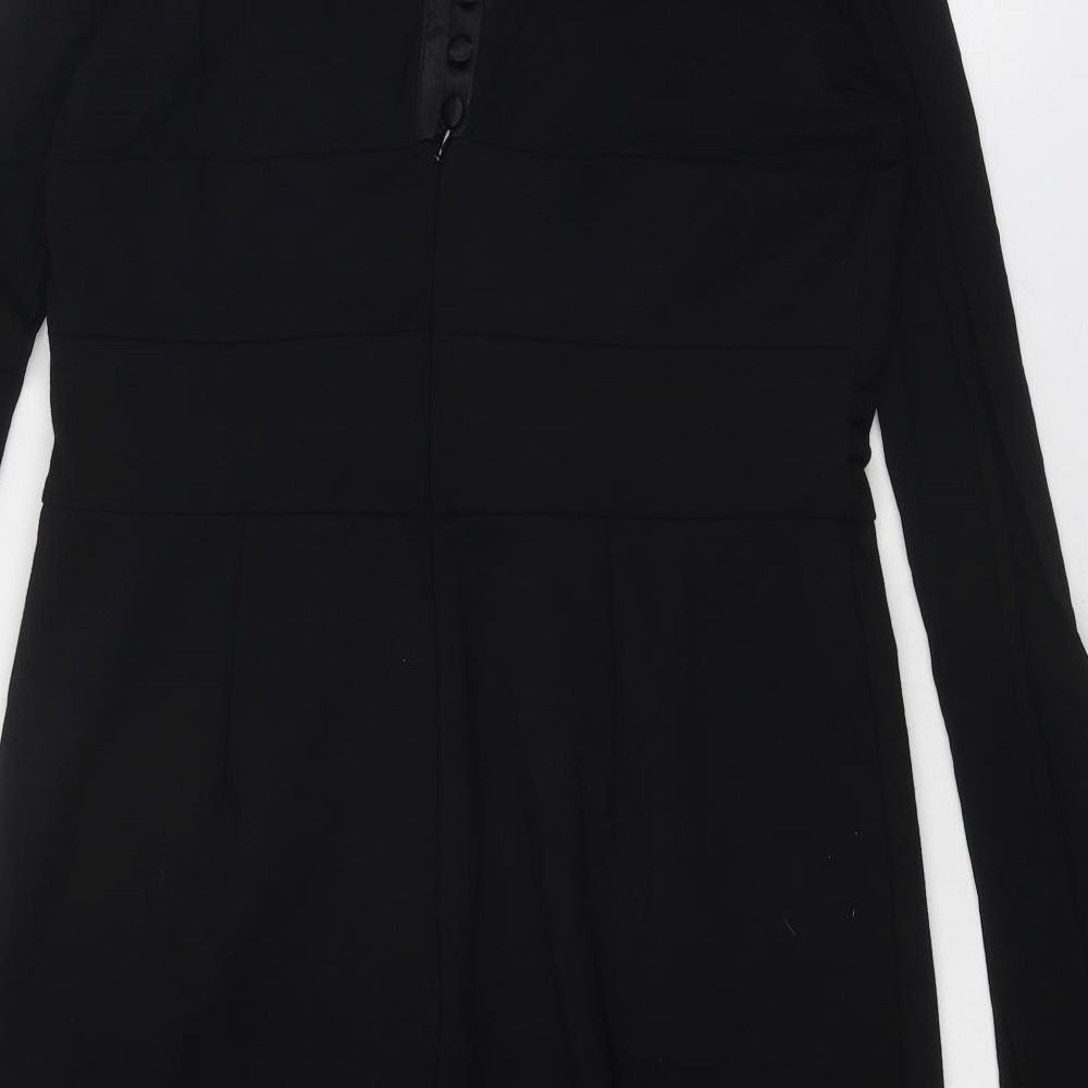 Grace Womens Black Nylon A-Line Size XL Round Neck Zip