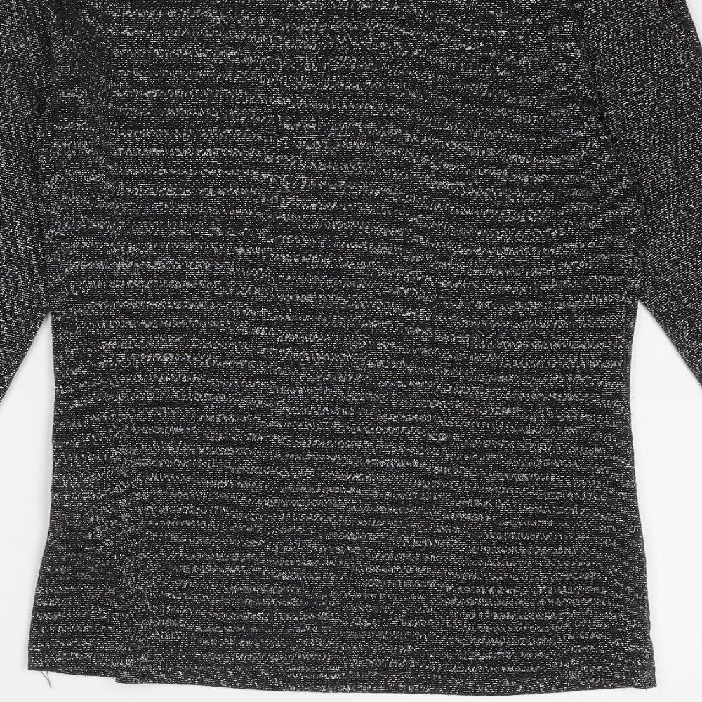 Calliope Womens Black Polyester Basic T-Shirt Size M Round Neck