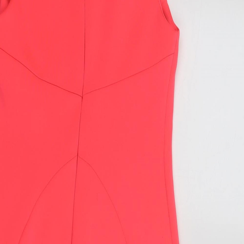 Topshop Womens Pink Polyester A-Line Size 8 V-Neck Zip