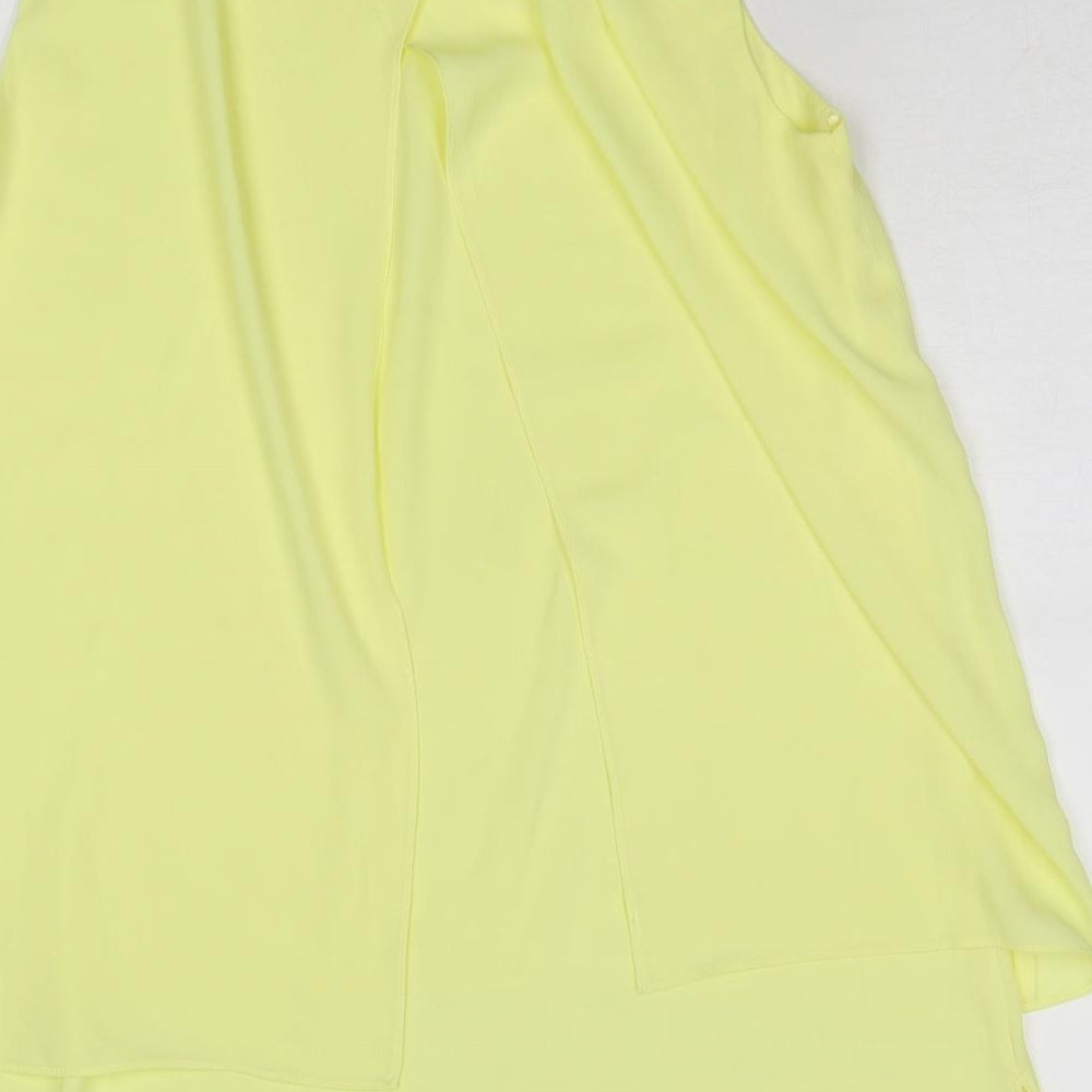Roman Womens Yellow Polyester Basic Blouse Size 10 Round Neck