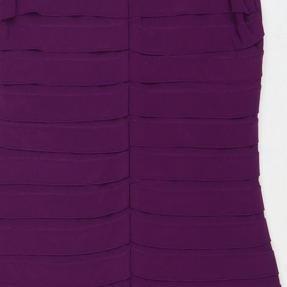 Scarlett Nite Womens Purple Polyester Shift Size 10 V-Neck Zip