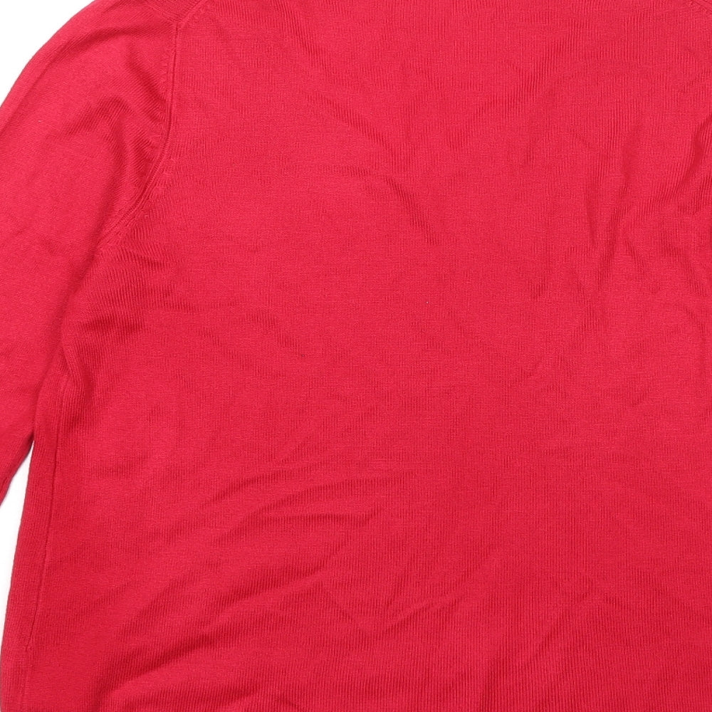 Marks & Spencer Womens Pink V-Neck Acrylic Pullover Jumper Size 10