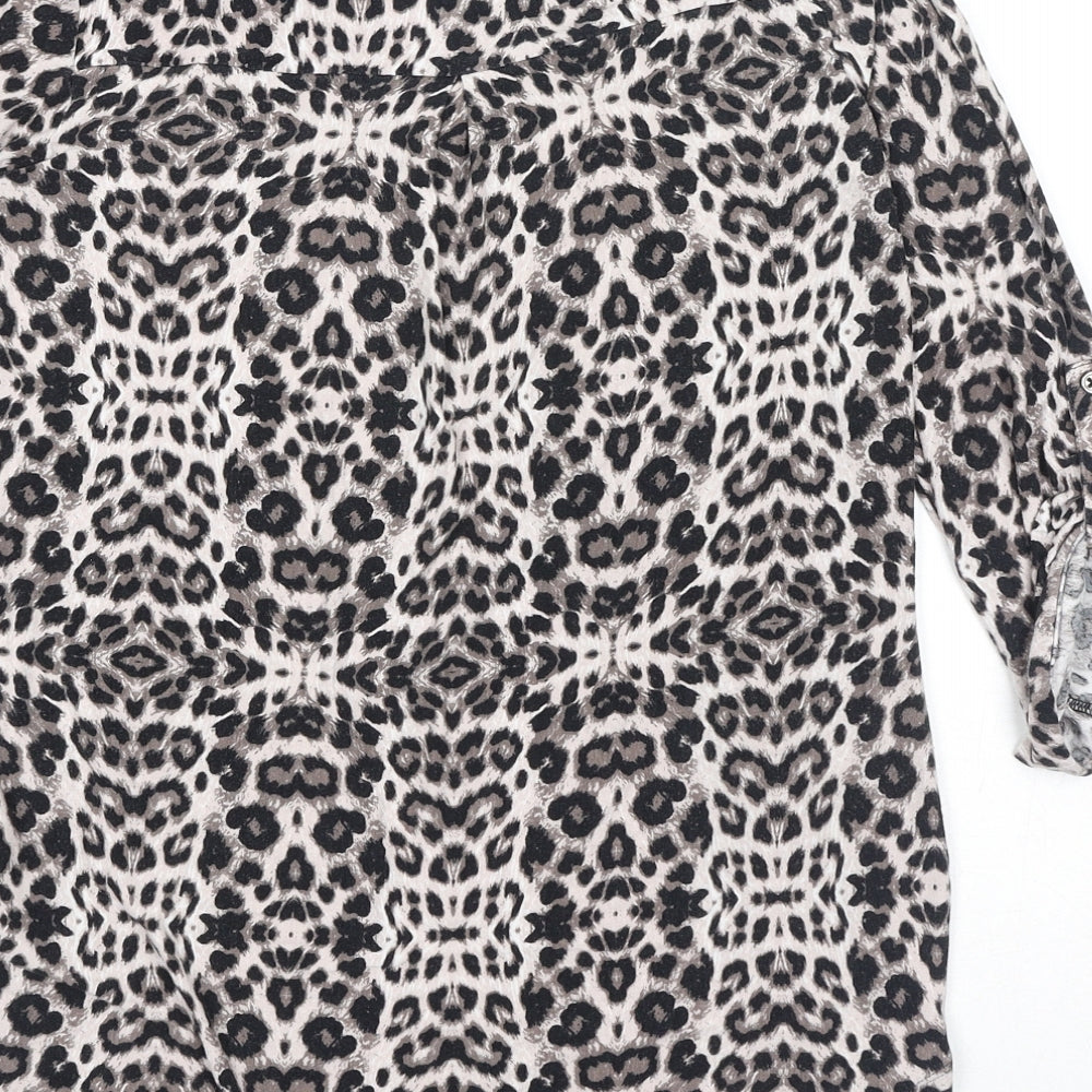 Marks and Spencer Womens Brown Animal Print Viscose Basic Blouse Size 10 Sweetheart - Leopard Print