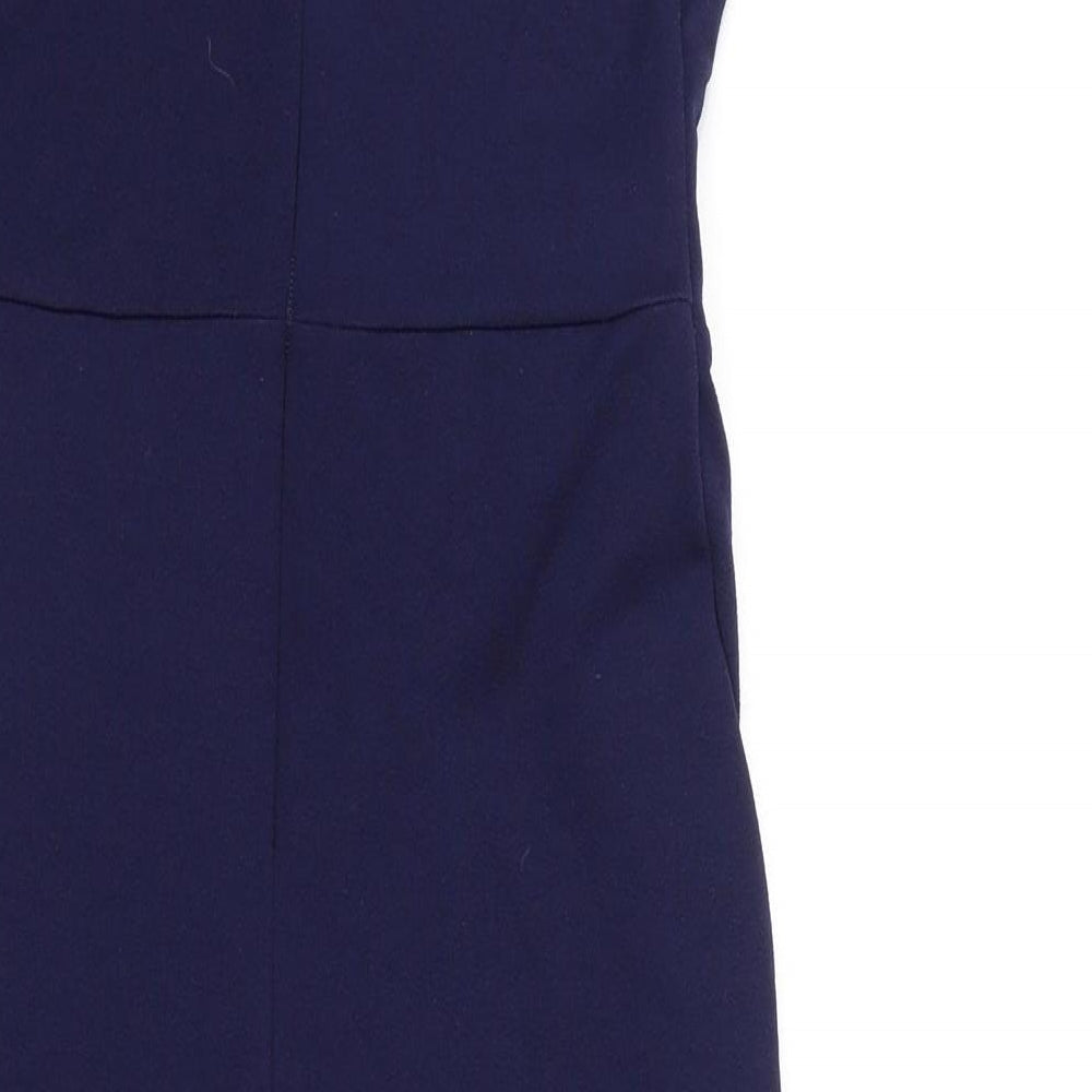 Sistaglam Womens Blue Polyester A-Line Size 10 Off the Shoulder Zip