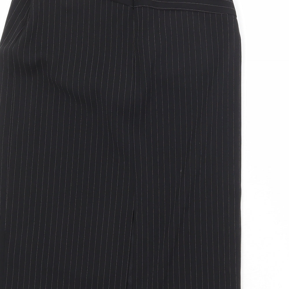 For Women Womens Black Striped Polyester Straight & Pencil Skirt Size 10 Zip