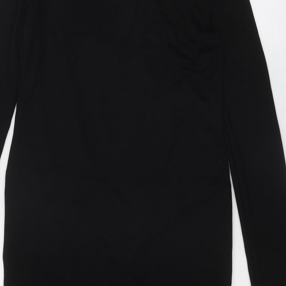 Marks & Spencer Womens Black Viscose A-Line Size 12 Round Neck Pullover