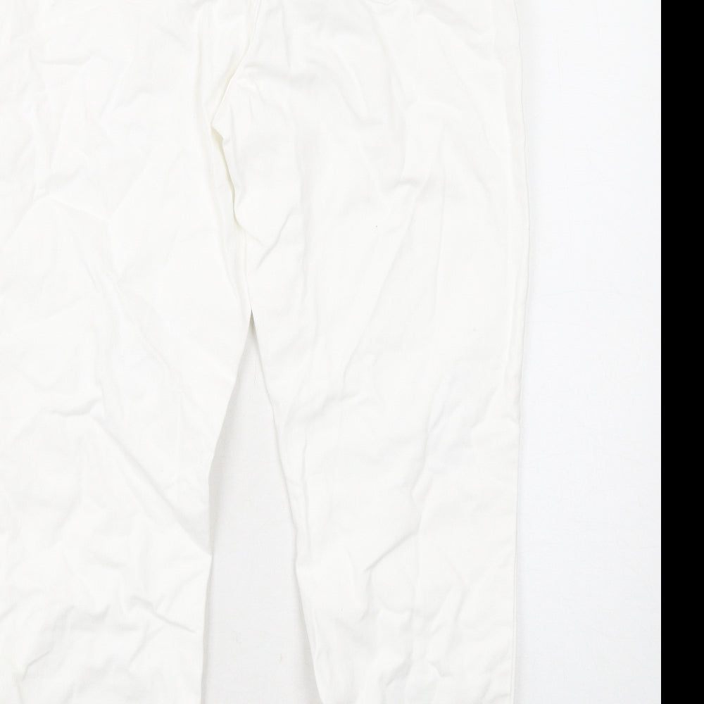 Noisy May Womens White Cotton Tapered Jeans Size 12 L32 in Regular Zip