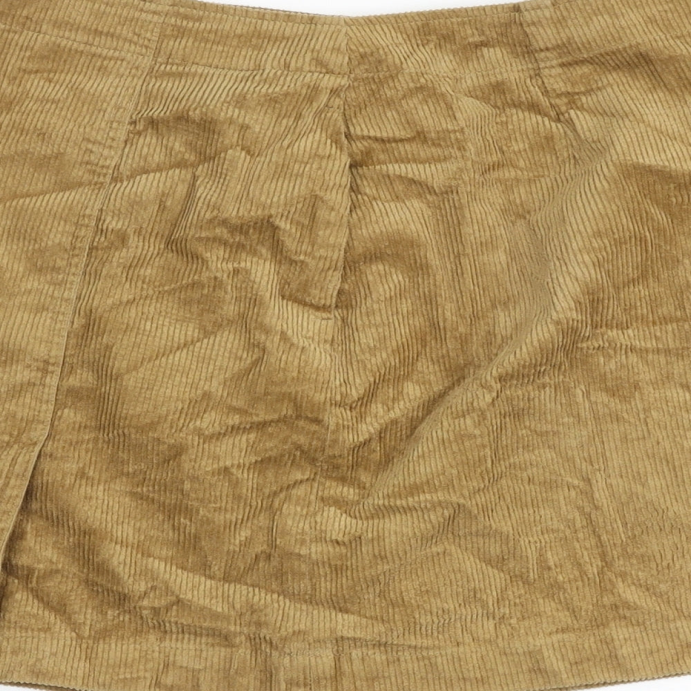 Uniqlo Womens Beige Cotton A-Line Skirt Size 28 in Zip