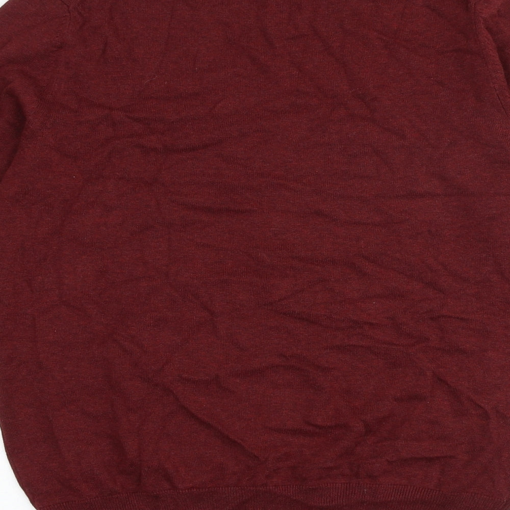 Marks & Spencer Womens Red Round Neck 100% Cotton Pullover Jumper Size S