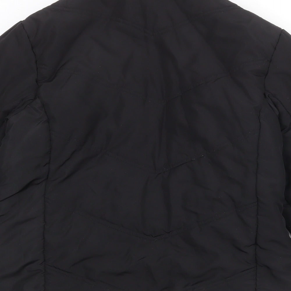 Essentials Womens Black Quilted Jacket Size 12 Zip