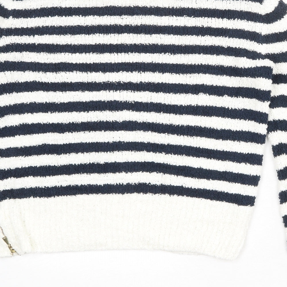 Marks & Spencer Womens Multicoloured Round Neck Striped Cotton Pullover Jumper Size M