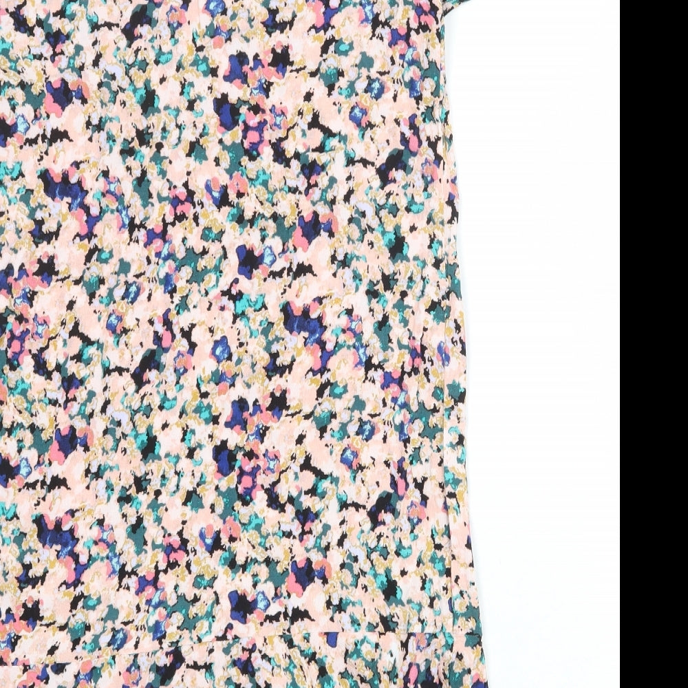 VILA Womens Multicoloured Geometric Viscose T-Shirt Dress Size S Round Neck Pullover