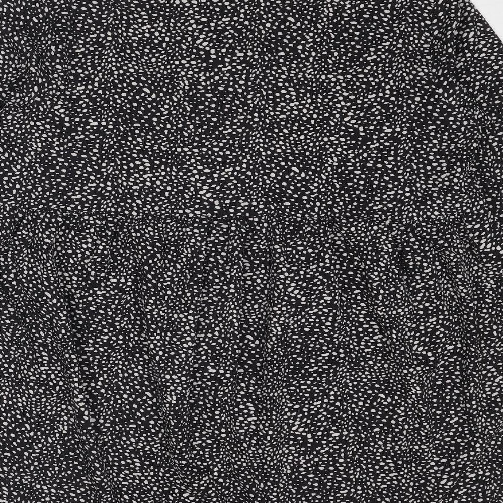 Missguided Womens Black Geometric Polyester Shirt Dress Size 8 Collared Button