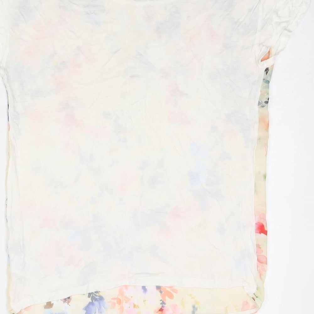 Warehouse Womens Orange Floral Polyester Basic Blouse Size 10 Round Neck