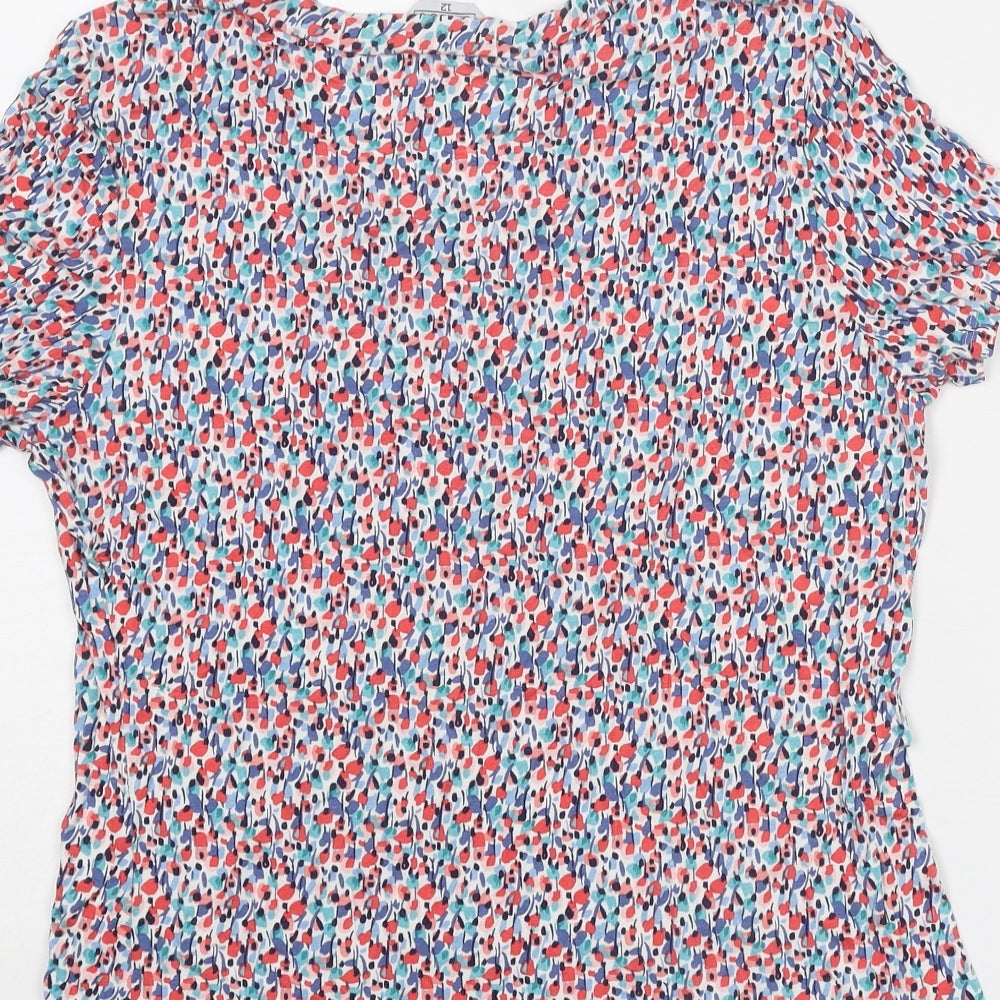 Classic Womens Multicoloured Geometric Polyester Basic Blouse Size 12 Round Neck