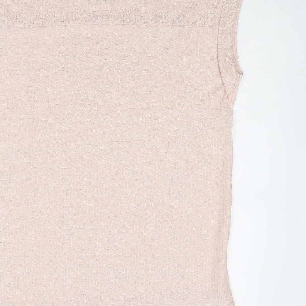 NEXT Womens Pink Polyester Basic Blouse Size 6 Round Neck