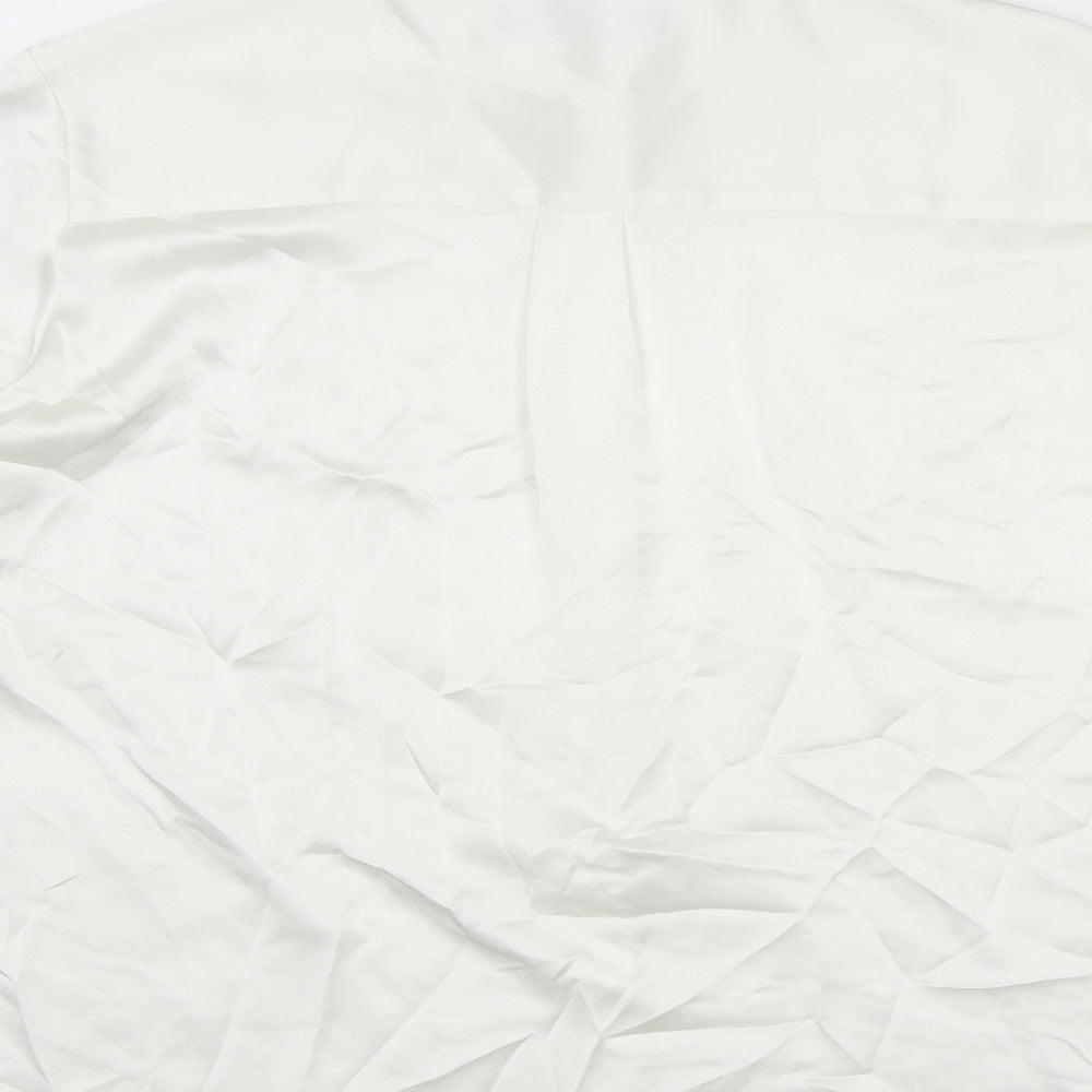 Marks & Spencer Womens Ivory Polyester Basic Button-Up Size 12 Collared