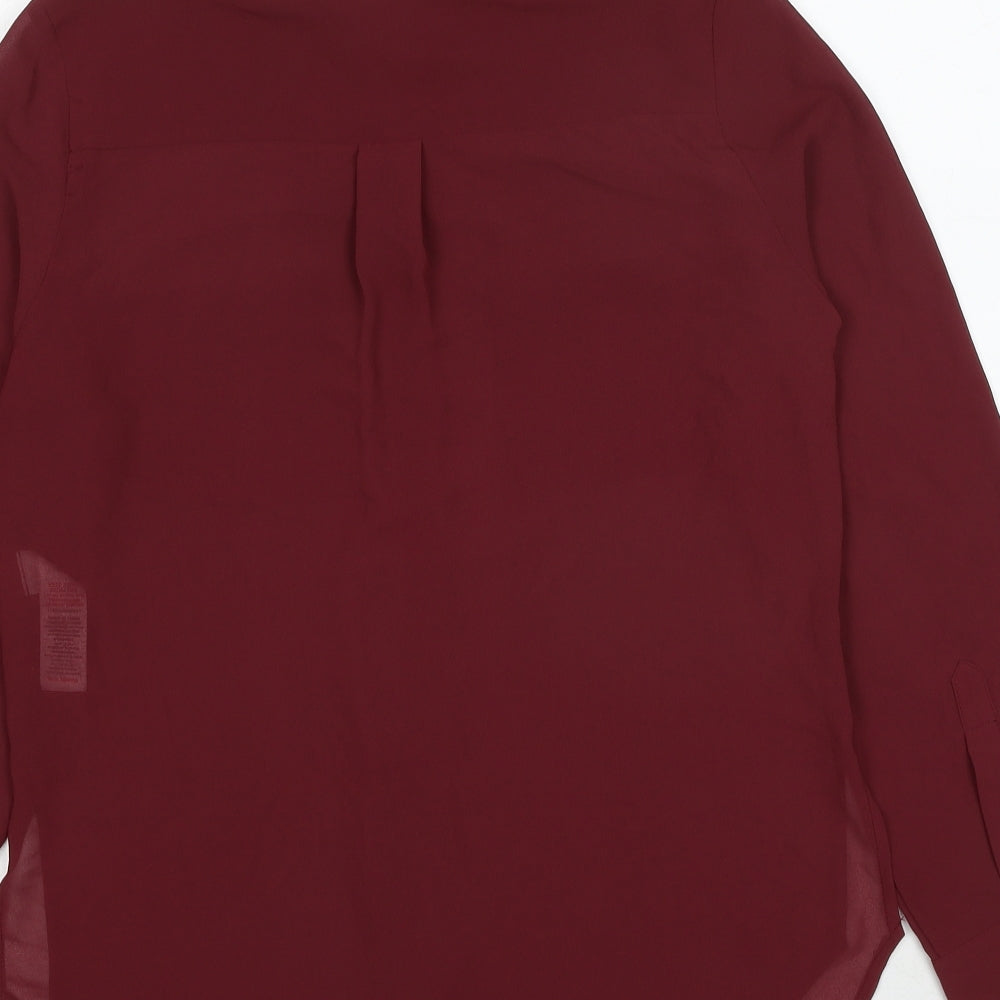 New Look Womens Red Polyester Basic Button-Up Size 8 Collared