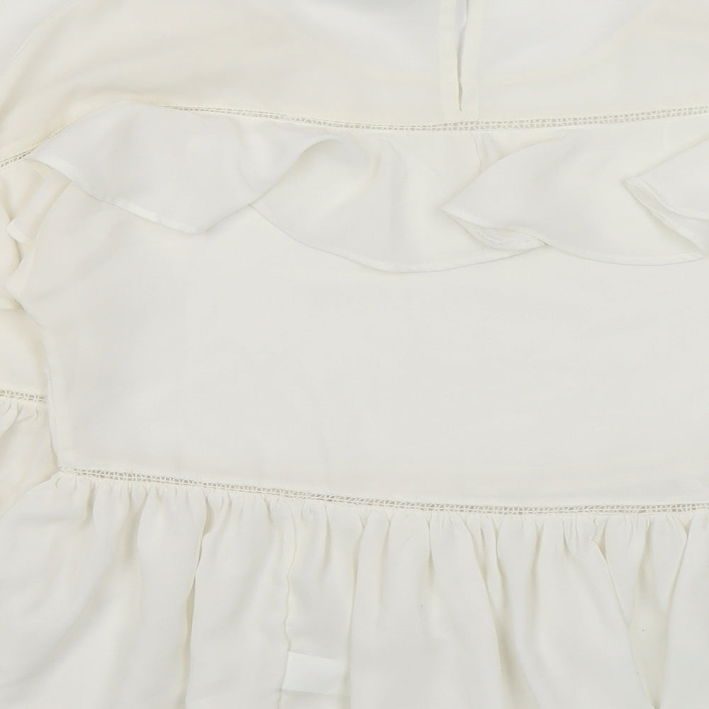 Marks & Spencer Womens Ivory Polyester Basic Blouse Size 8 Round Neck