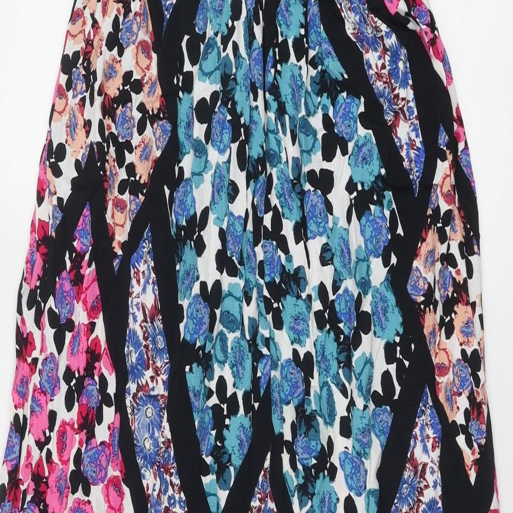 Topshop Womens Multicoloured Floral Viscose Maxi Size 8 V-Neck Zip