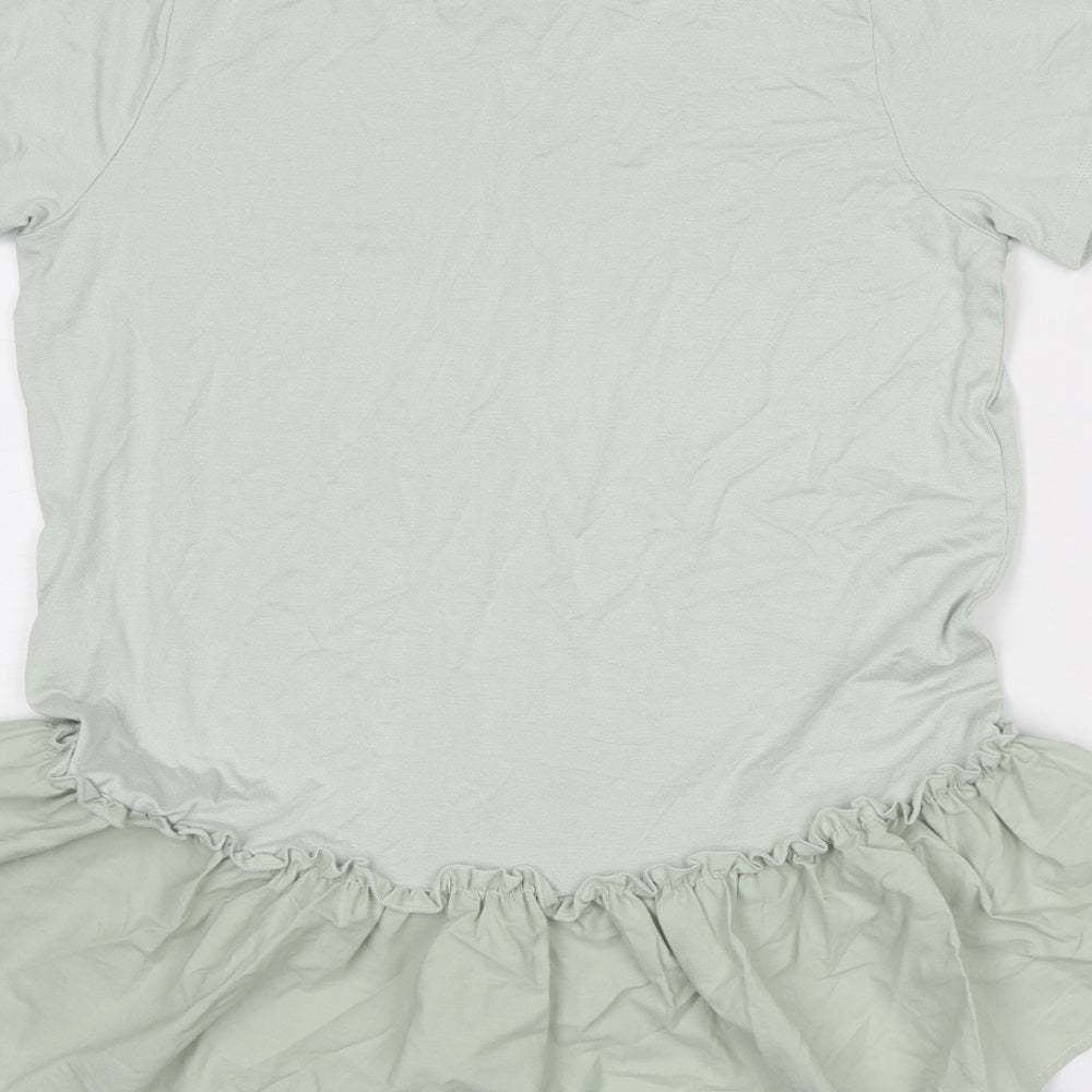 New Look Womens Green Viscose Basic T-Shirt Size 8 Round Neck