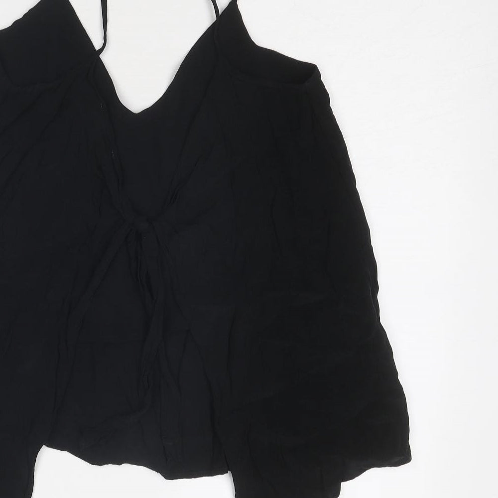 H&M Womens Black Viscose Basic Tank Size 10 V-Neck