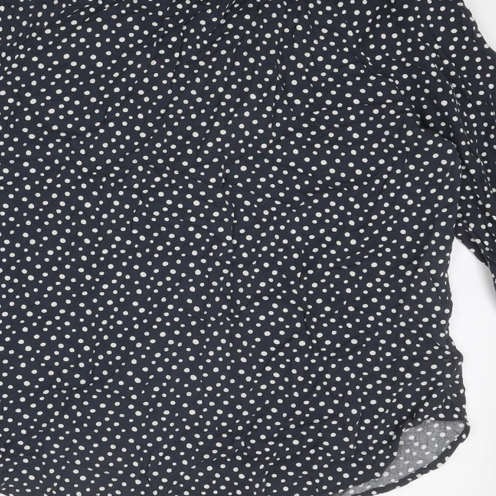 NEXT Womens Grey Animal Print Viscose Basic Blouse Size 10 V-Neck - Spotted